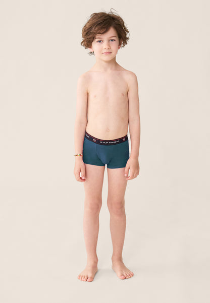 Lot de 7 boxers enfant en coton - Boxers Blanc Confetti Vert D'Eau Bleu Canard Marine Bleu Jean Rouge Rayures Tricolores