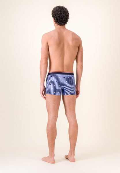 Lot de 3 boxers en coton - Boxers Rayures Coq Bleu Acier Bleu Ciel Chiné Bleu Acier