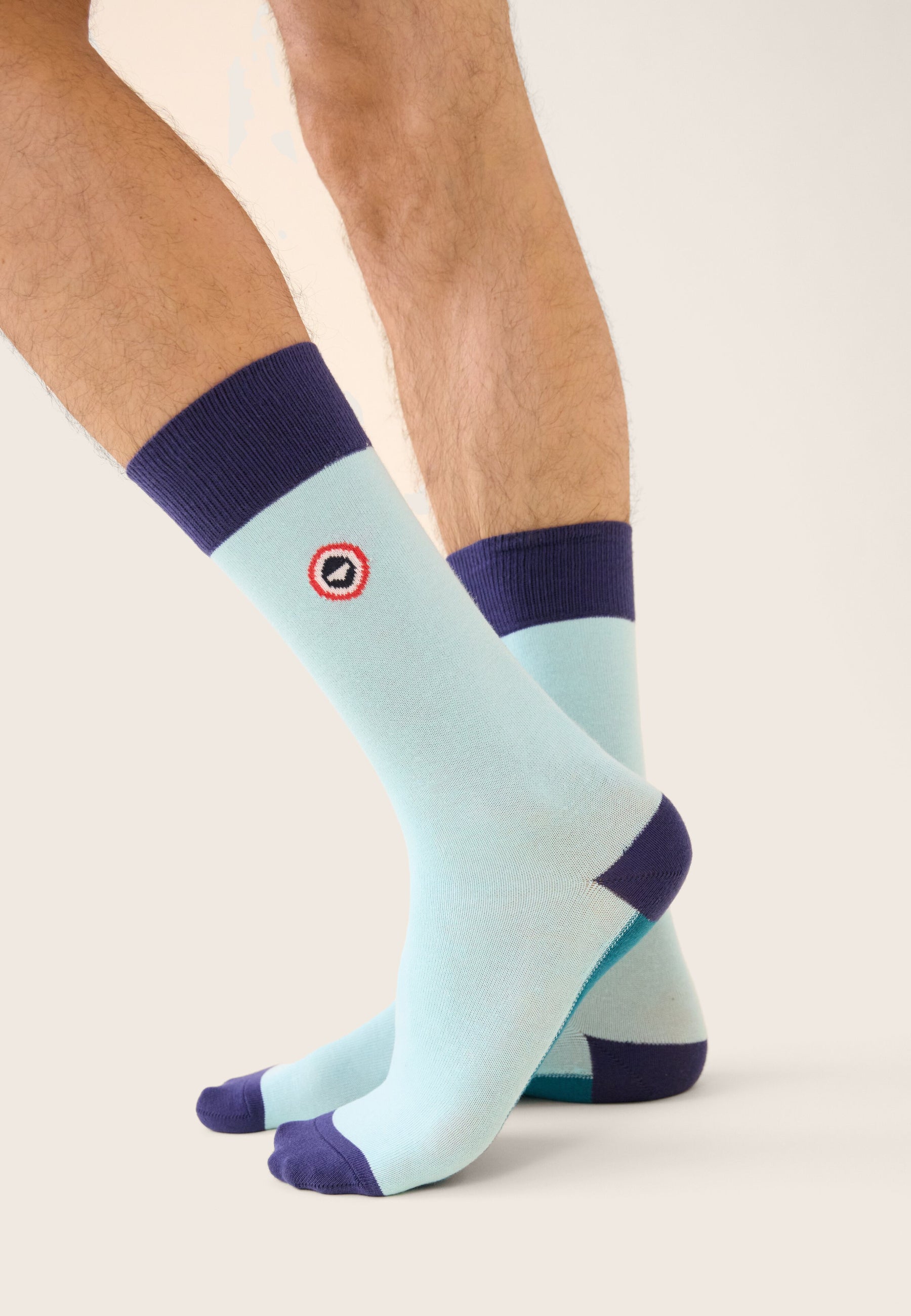 Chaussettes mi-hautes bleu fantaisie - Lucas Bloc Indigo Bleu Canard Vert D'Eau