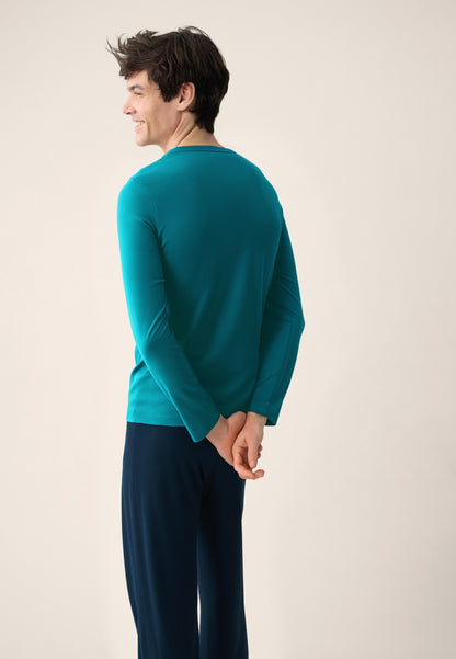 Cotton T-shirt and Pants Pajama Set - Superb Indomitable Topaz Navy Pajama Set