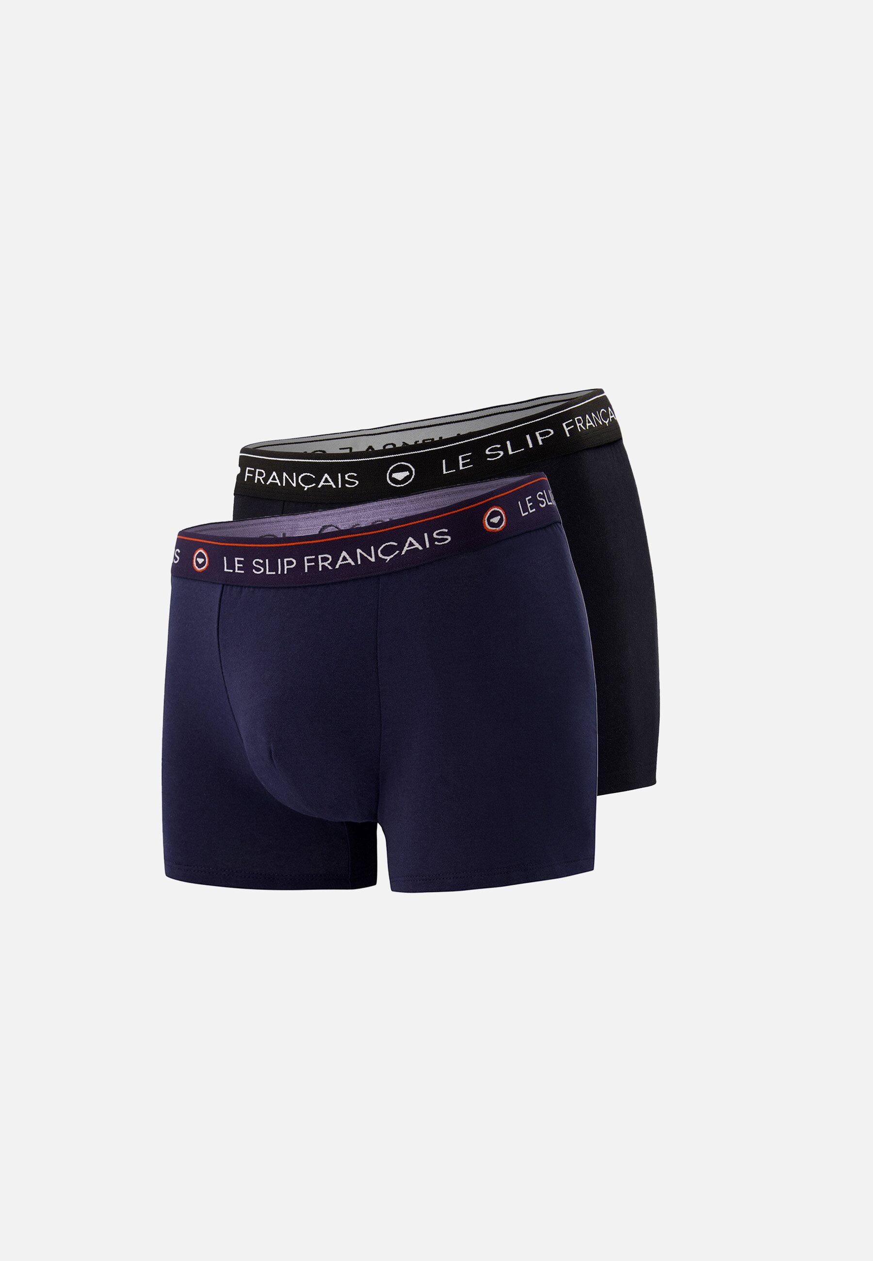 Lot de 2 boxers bleu marine et noir en coton - Boxers Bleu Marine Noir