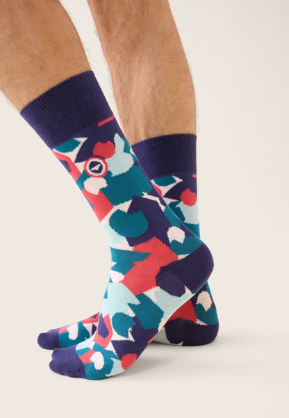 Chaussettes mi-hautes vertes à motifs confetti - Lucas Confetti Vert D'Eau