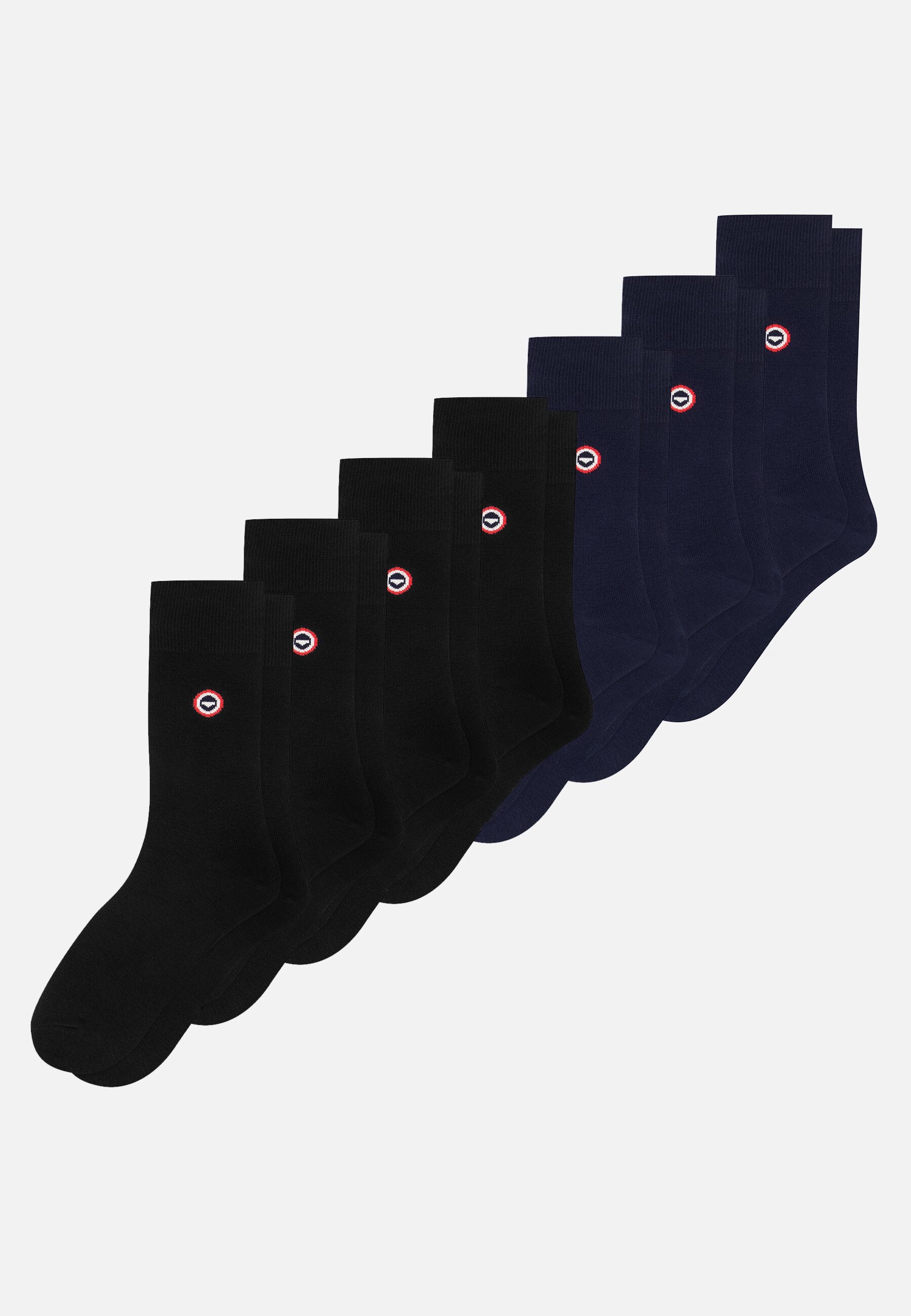 Lot de 7 chaussettes mi-hautes bleu marine et noir en coton - Chaussettes Marine Noir