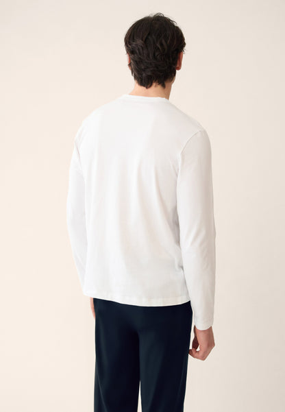 Ensemble pyjama haut blanc et pantalon marine en coton - Pyjama Haut Manches Longues Superbe Blanc Et Bas De Pyjama Long Indomptable Marine