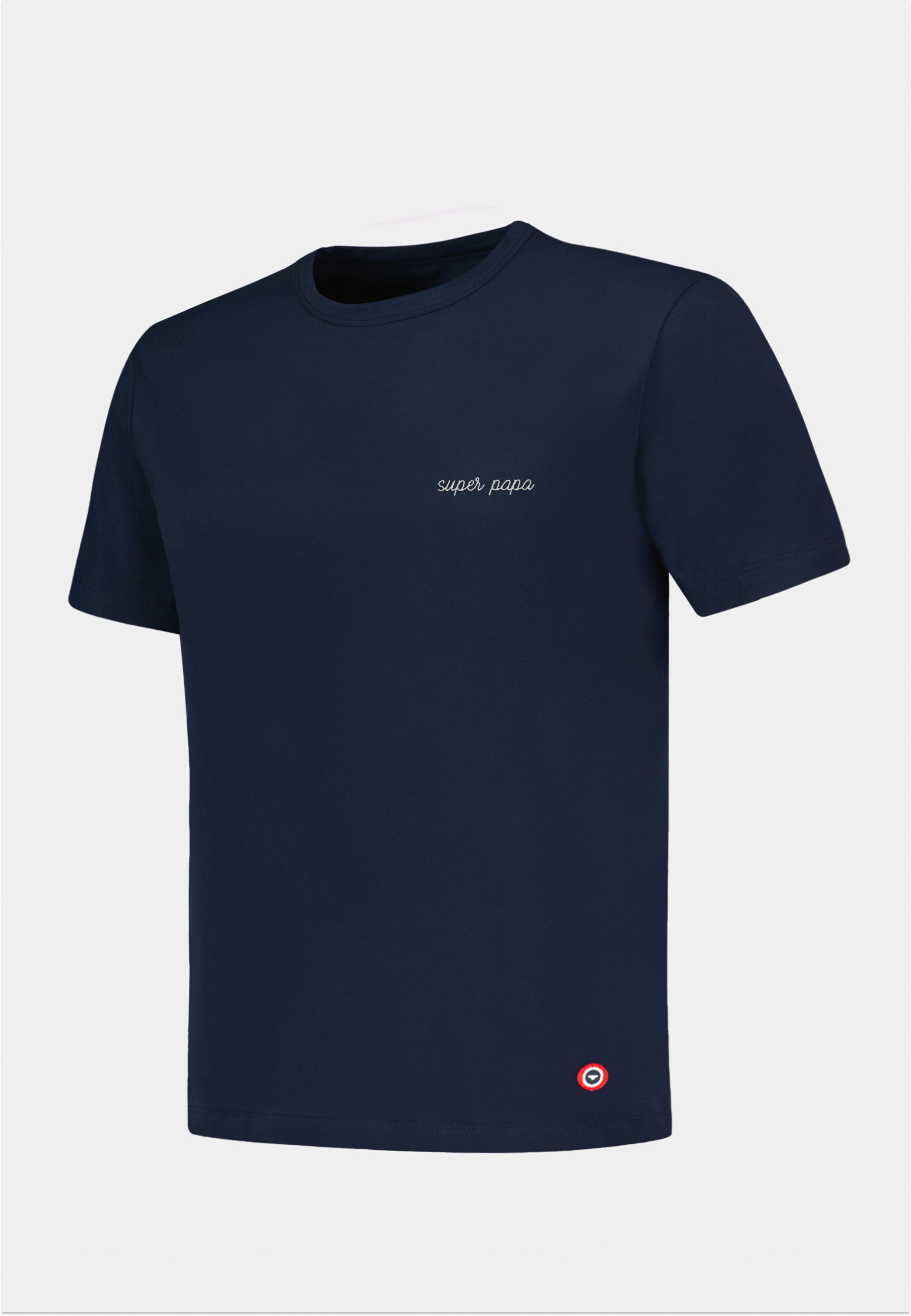 T-shirt homme bleu marine à manches courtes en coton - Formidable Marine Brodé Super Papa