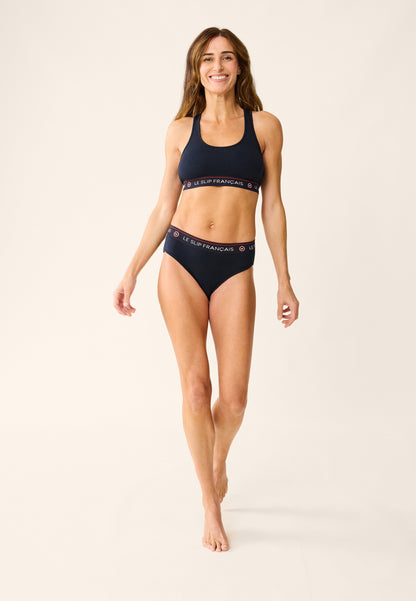 Women's navy blue cotton bralette - Tapageuse Marine