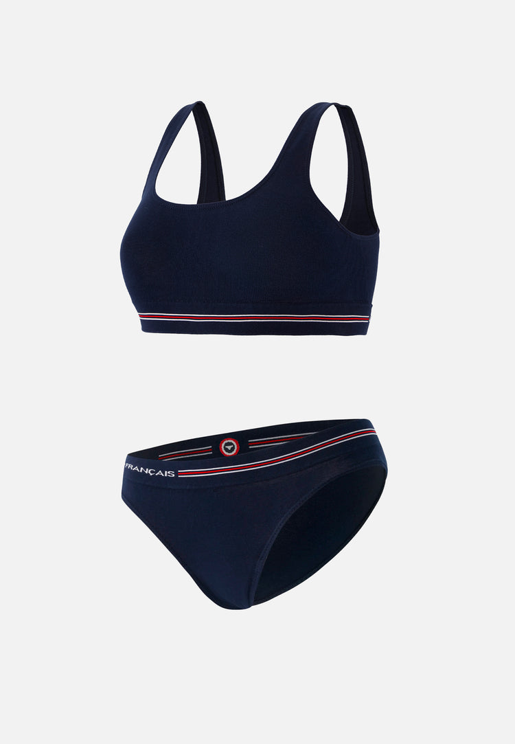 Pack Culotte Brassière En Coton Sans Couture - Pack Cathy Anaïs Marine - Le Slip Français - 1