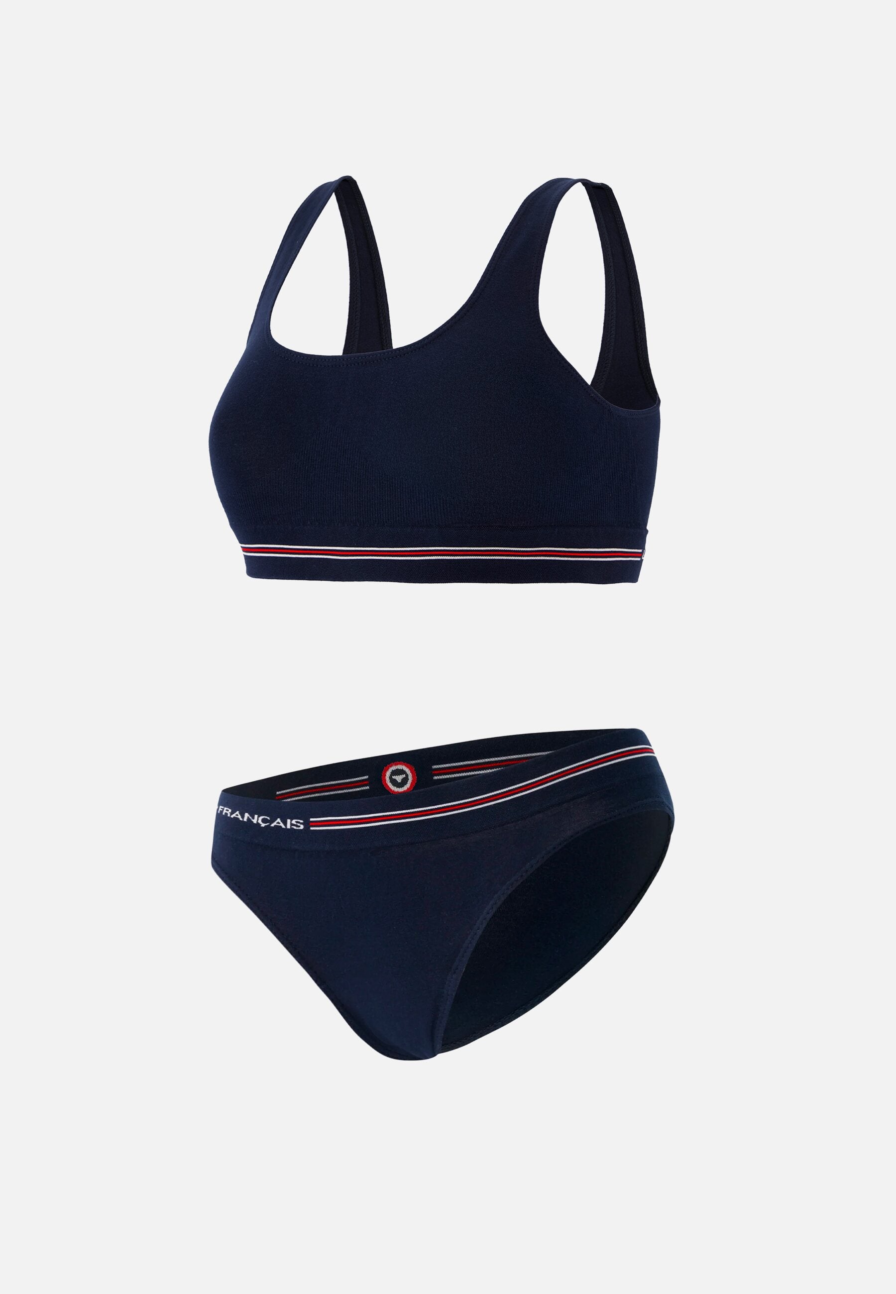 Ensemble Culotte Brassière En Coton Sans Couture - Cathy Anaïs Marine