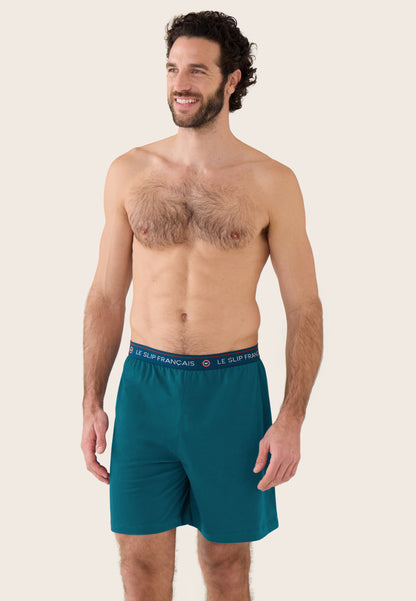 Bas de pyjamas court bleu en coton - Invincible Bleu Canard