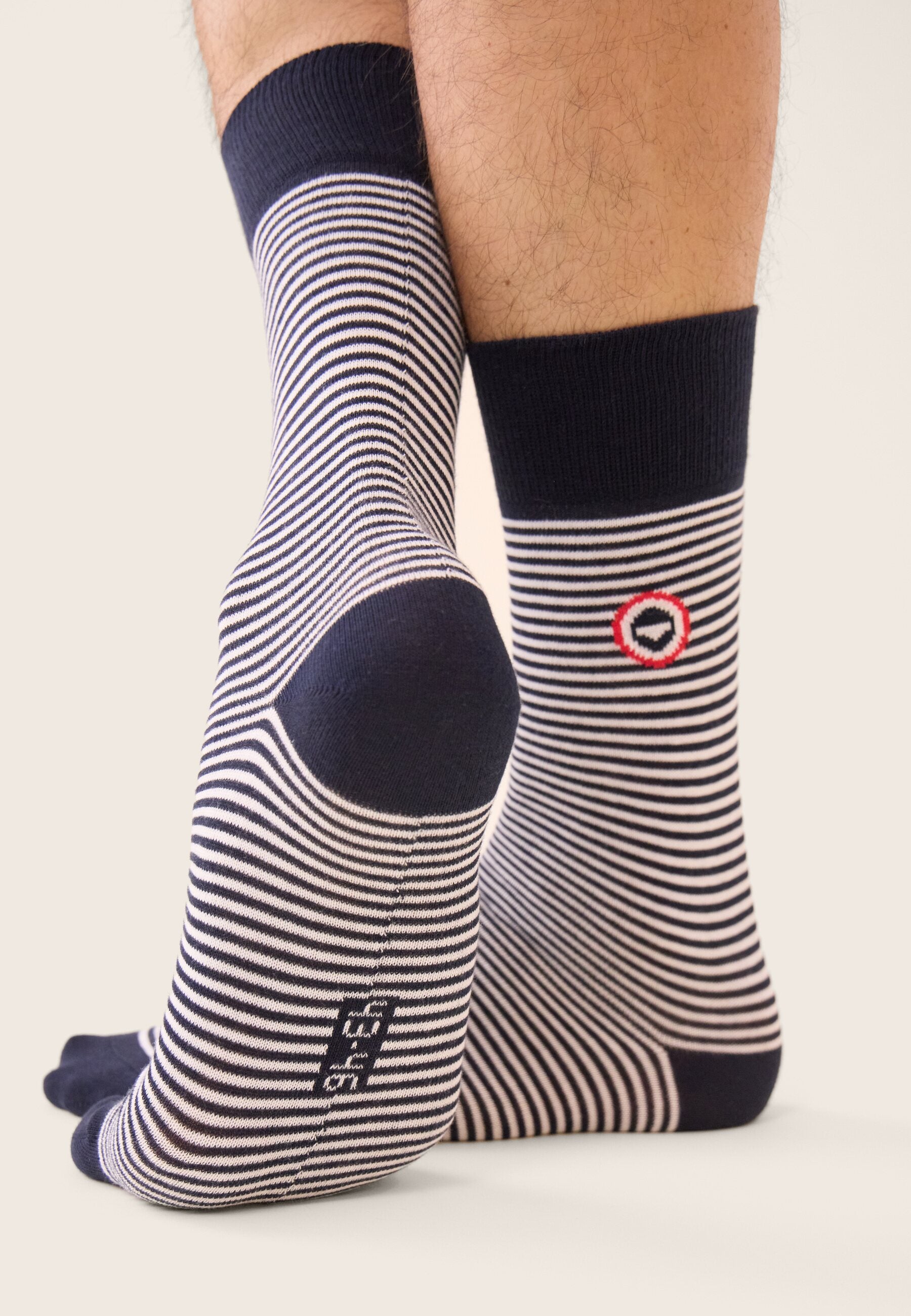 Lot de 3 chaussettes mi-hautes en coton - Chaussettes Marine Acier Marinière
