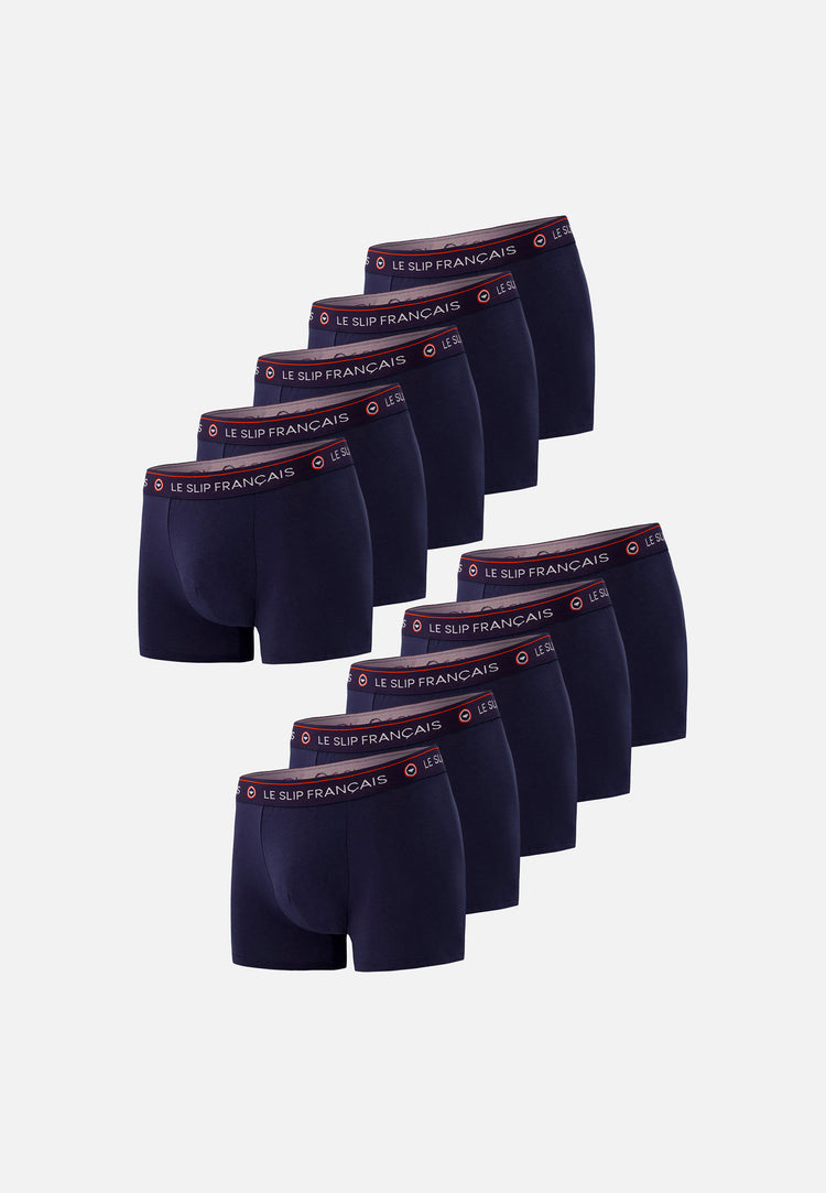 Lot de 10 boxers en coton - Pack 10 Boxers Redoutable Marine - Le Slip Français - 1