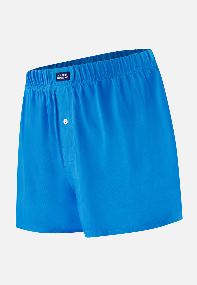 Caleçon en jersey souple en coton - Fredo Bleu Fluo - Le Slip Français - 1
