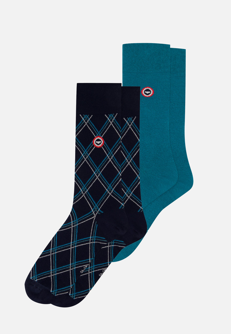 Lot de 2 chaussettes mi-hautes en coton - Chaussettes Topaz Tartan - Le Slip Français - 1