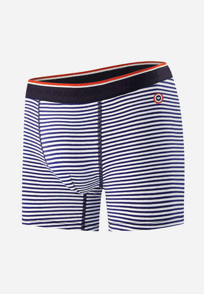 Boxer long marinière bleu en coton - Michel Mariniere