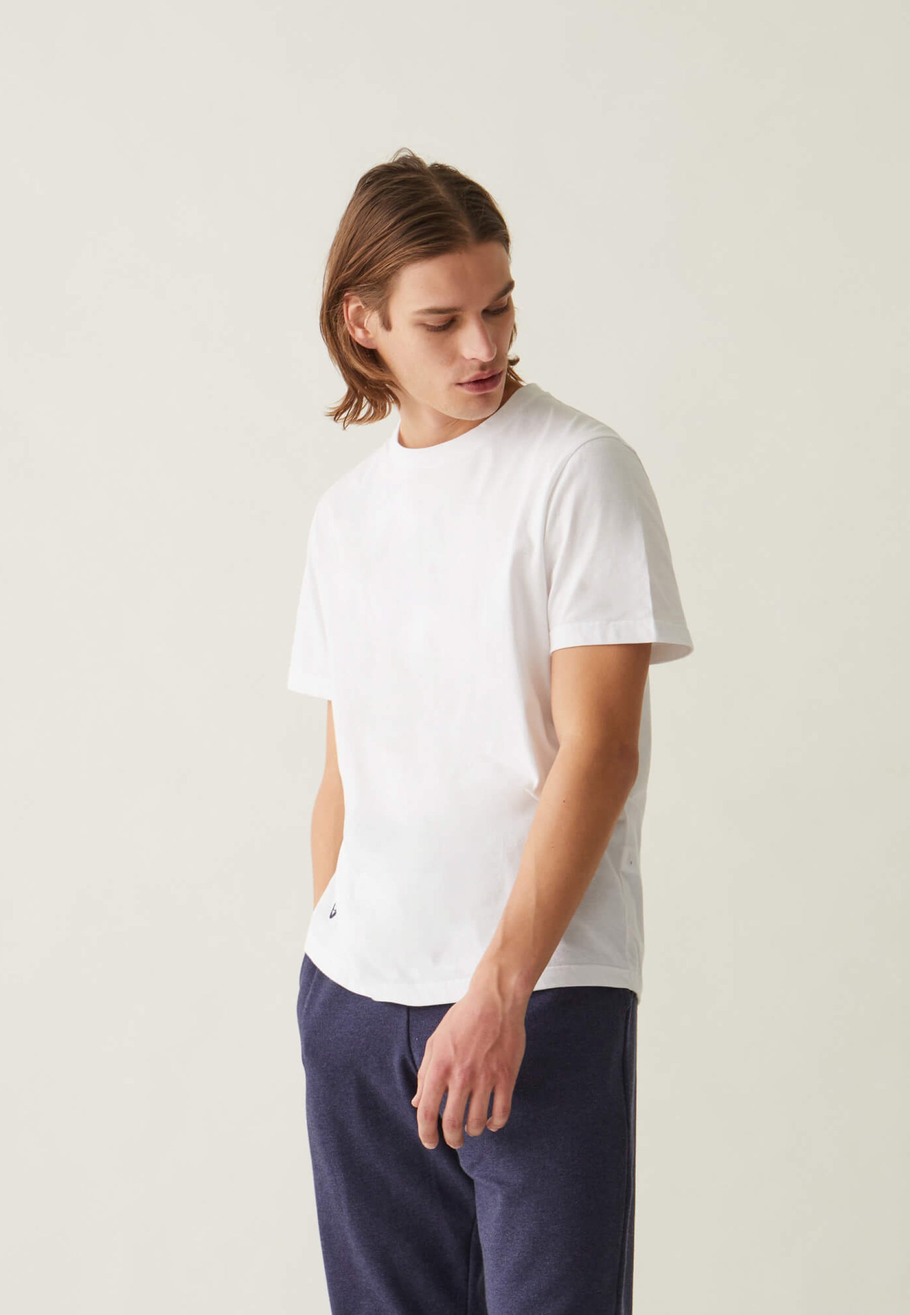 T-shirt col rond en coton - Jean Blanc