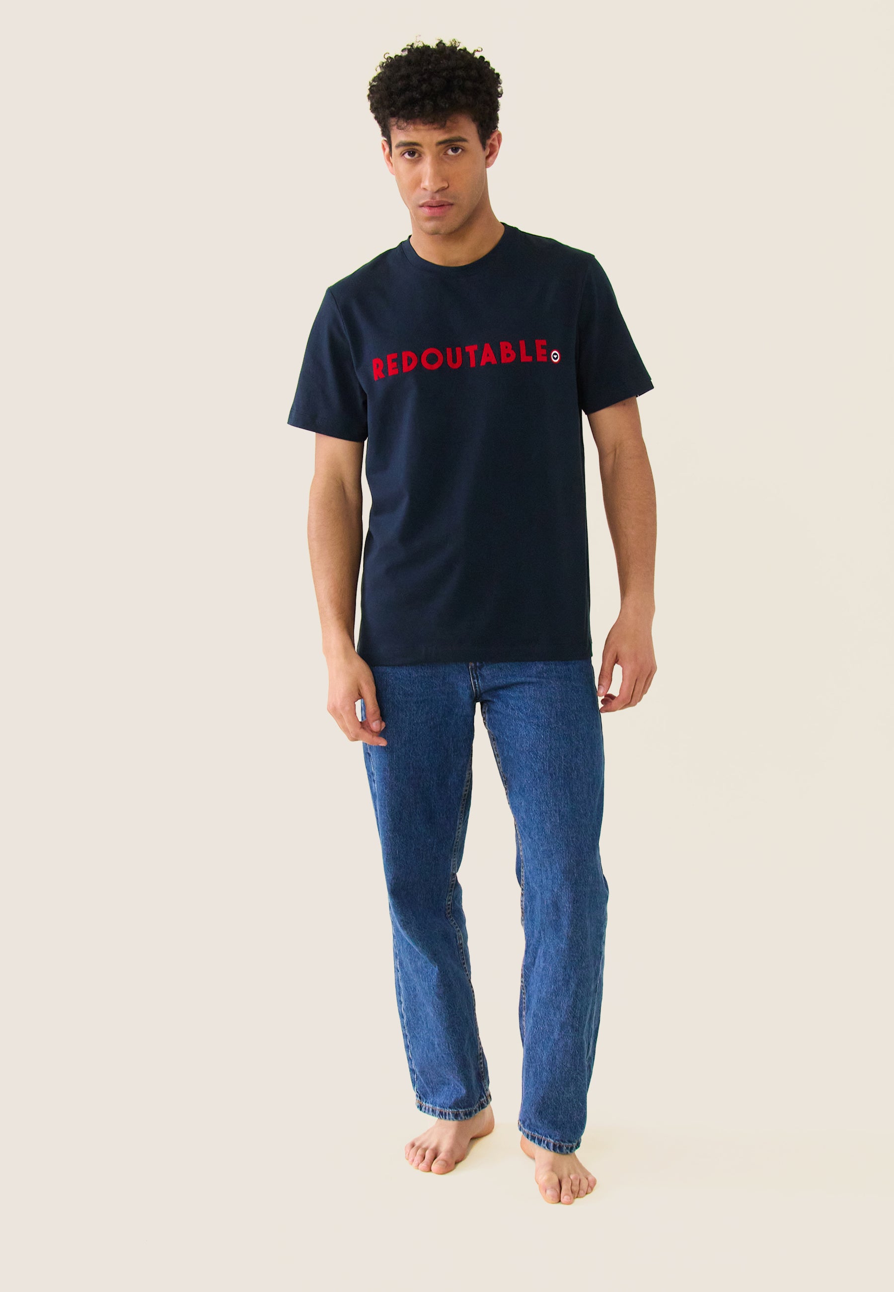 T-shirt mixte col rond en coton - Jean-P Marine - Le Slip Français -  1