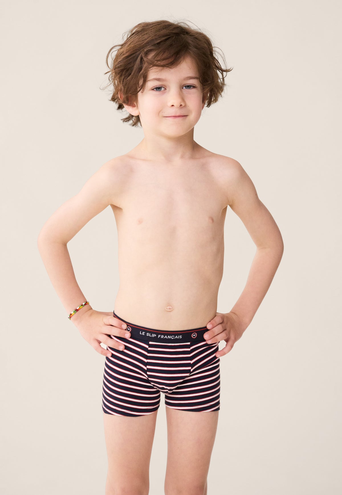 Boxer enfant à rayures tricolores en coton - Petit Joseph Rayure Tricolore