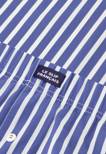Blue striped cotton boxer shorts - Jacques Sens Nautical Blue