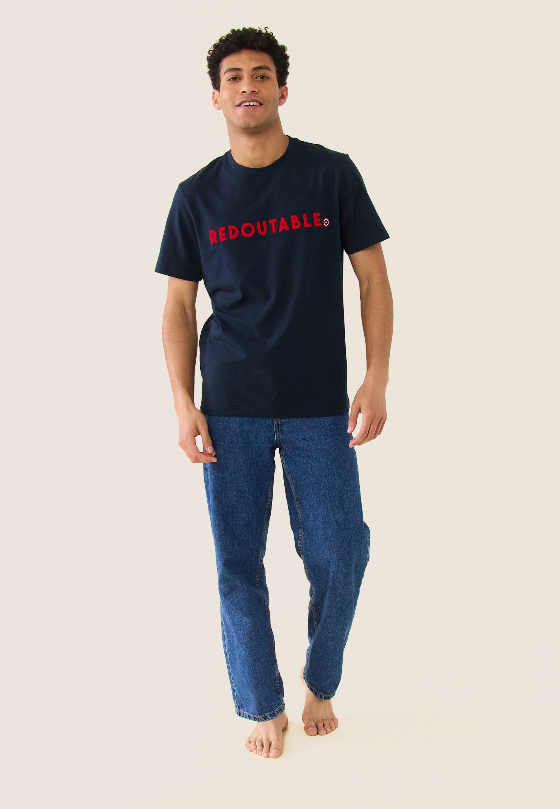 T-shirt mixte col rond en coton - Jean-P Marine