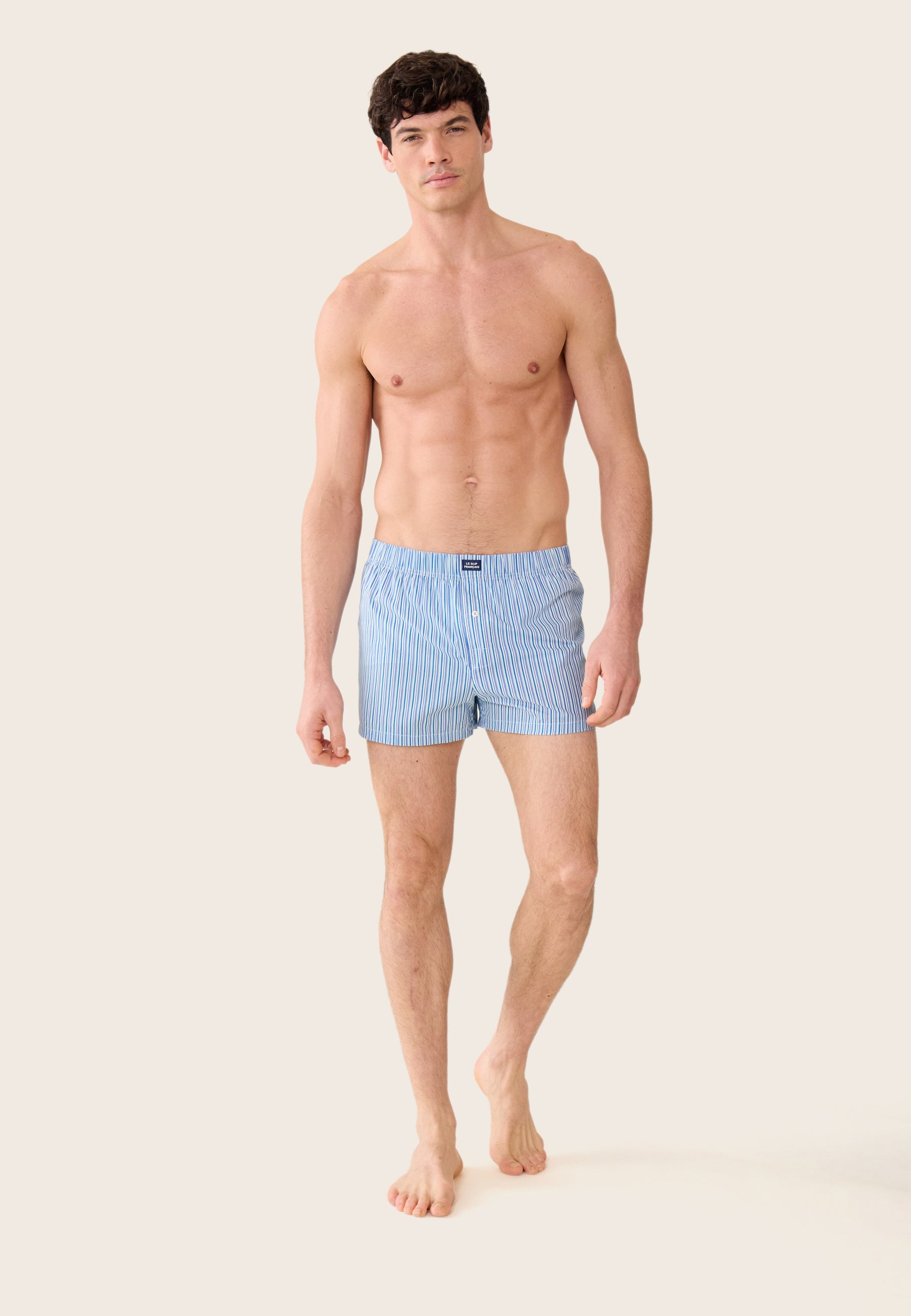 Blue striped cotton mattress boxer shorts - Jacques Striped Mattress Blue Ocean