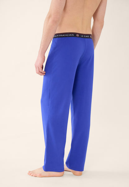 Men's long blue cotton pajama bottoms - Indomitable Dazzling Blue
