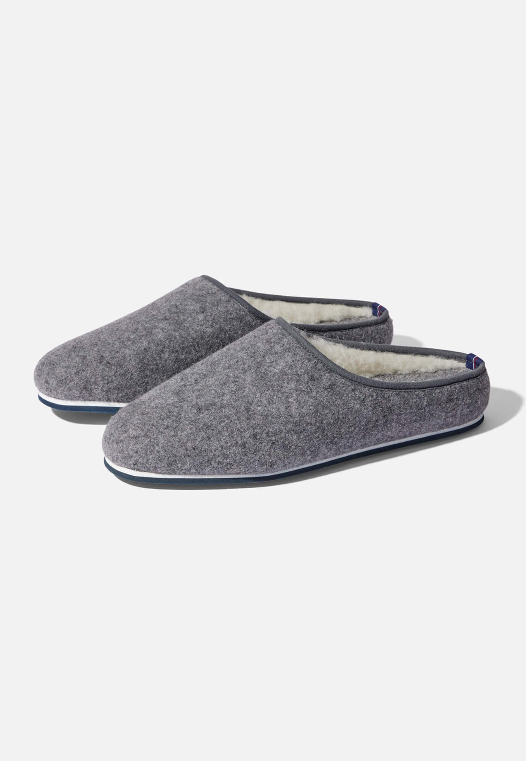 Chaussons d'intérieur en laine - Claude Gris Chiné
