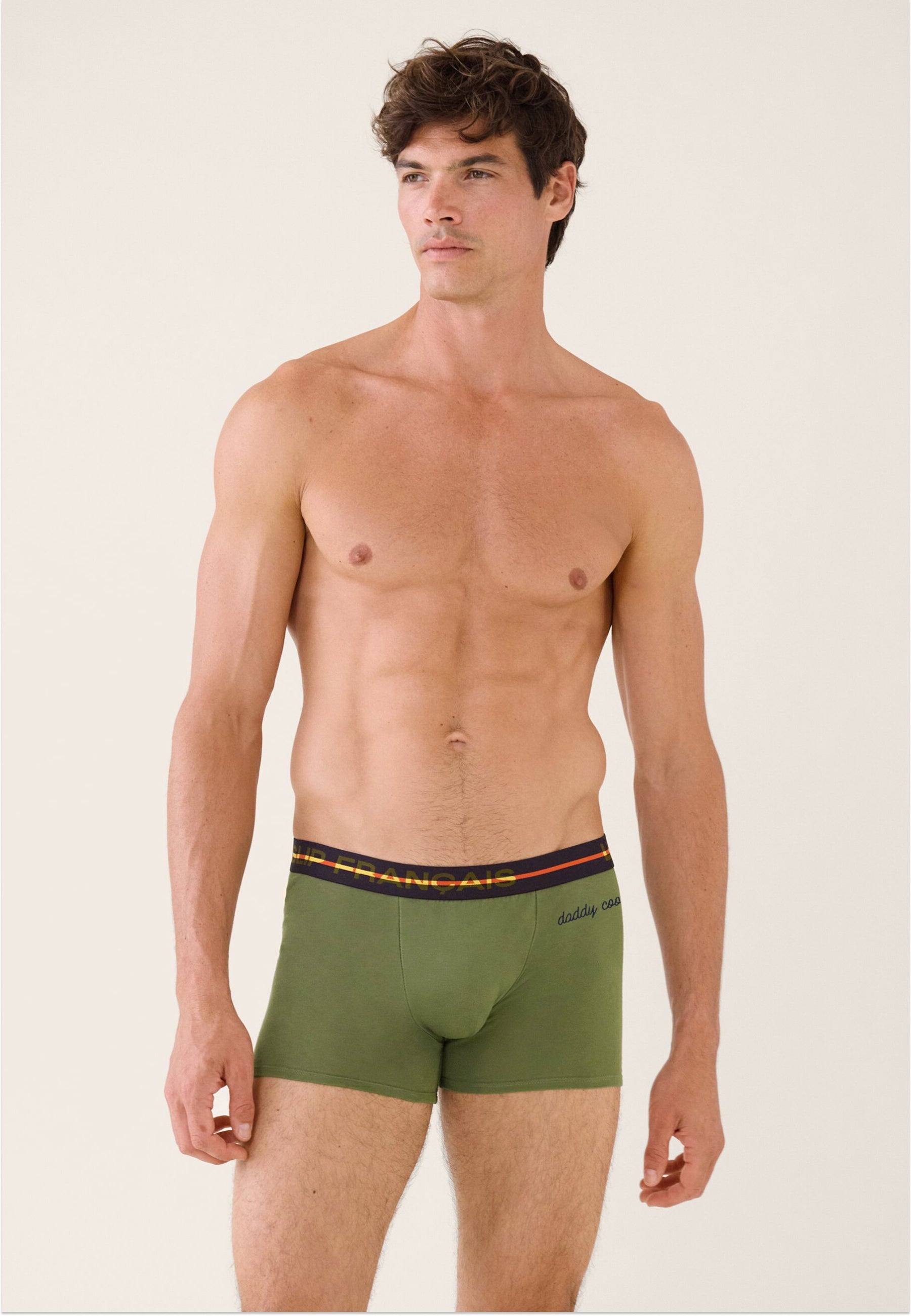 Boxer vert en coton - Redoutable Kaki Veronese Brodé Daddy Cool