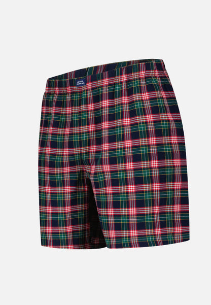 Men's pine green checked cotton pajama bottoms - Jacob Pine Green Checks