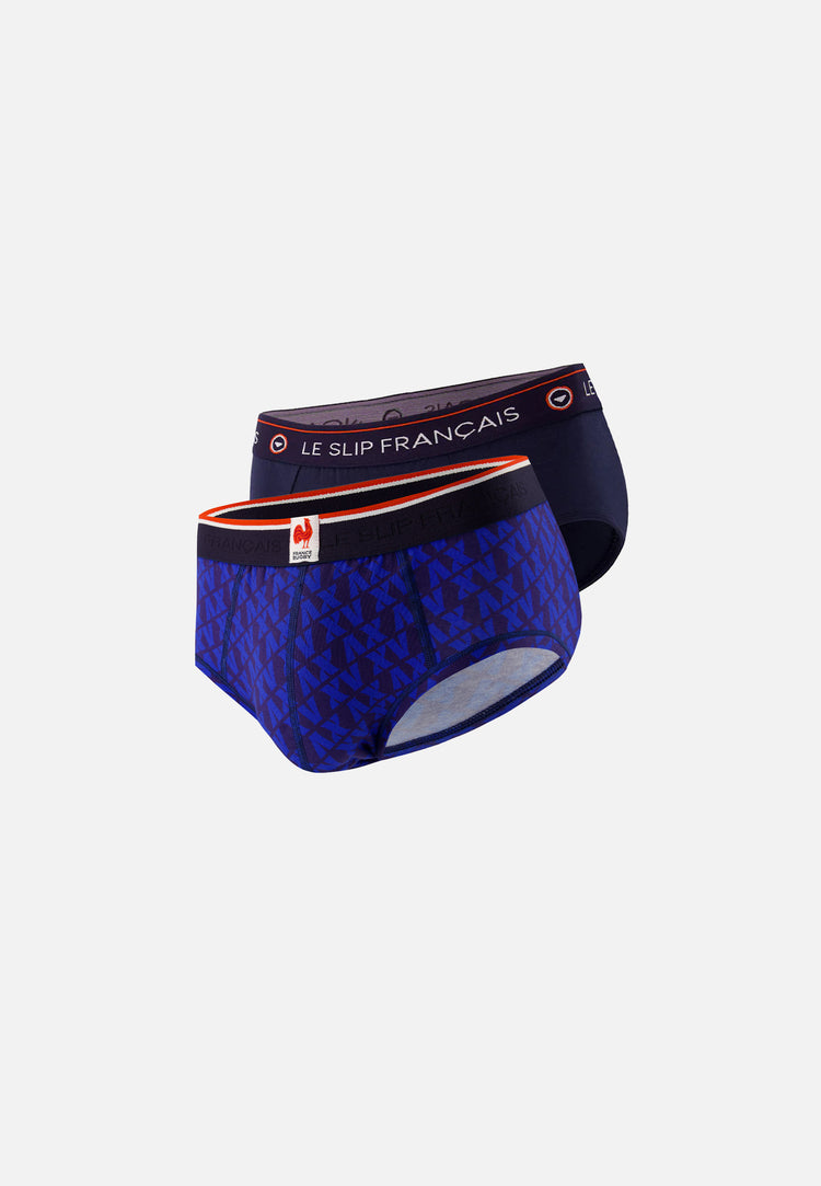 Lot de 2 slips en coton - Slips XV De France Marine Marine - Le Slip Français - 1