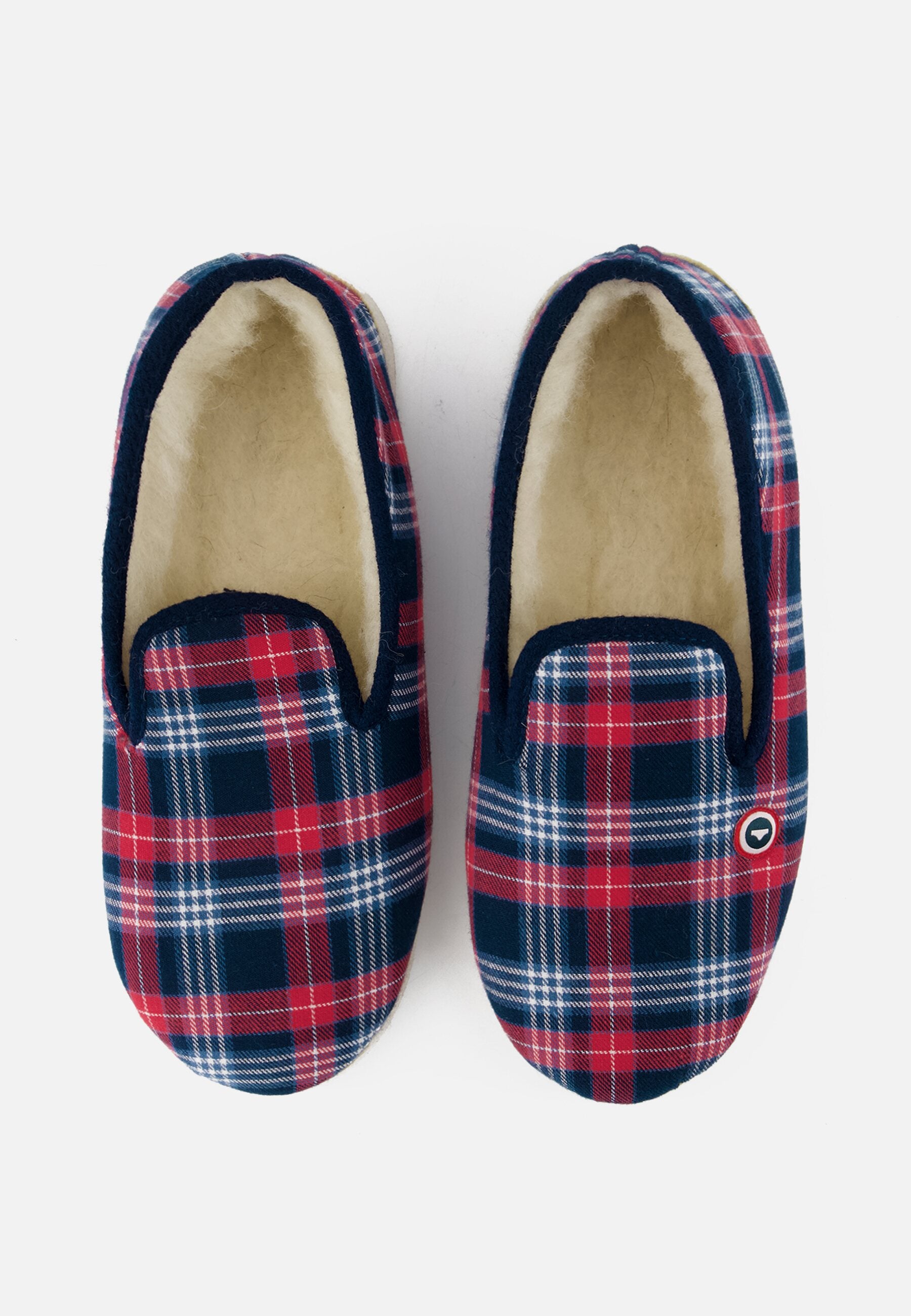 Chaussons d'intérieur à motif tartan bleu, blanc, rouge - Pantoufles Tartan Bleu Blanc Rouge