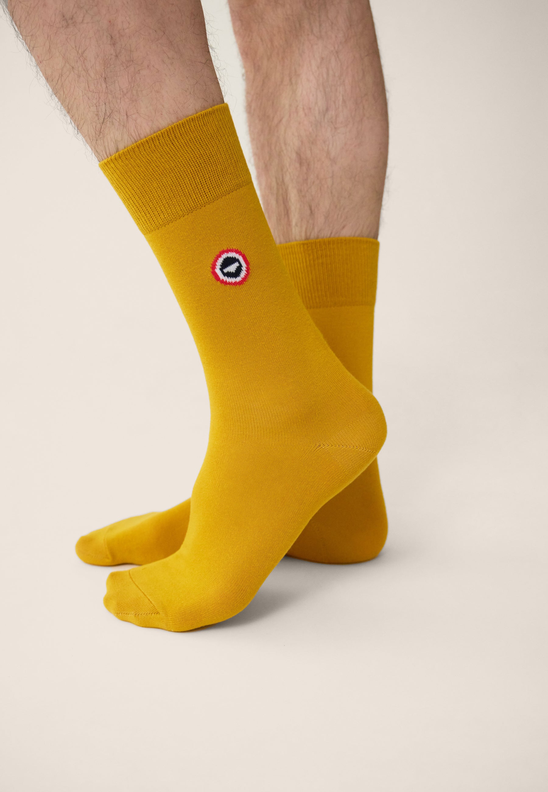 Chaussettes mi-hautes unies moutarde - Robuste Moutarde