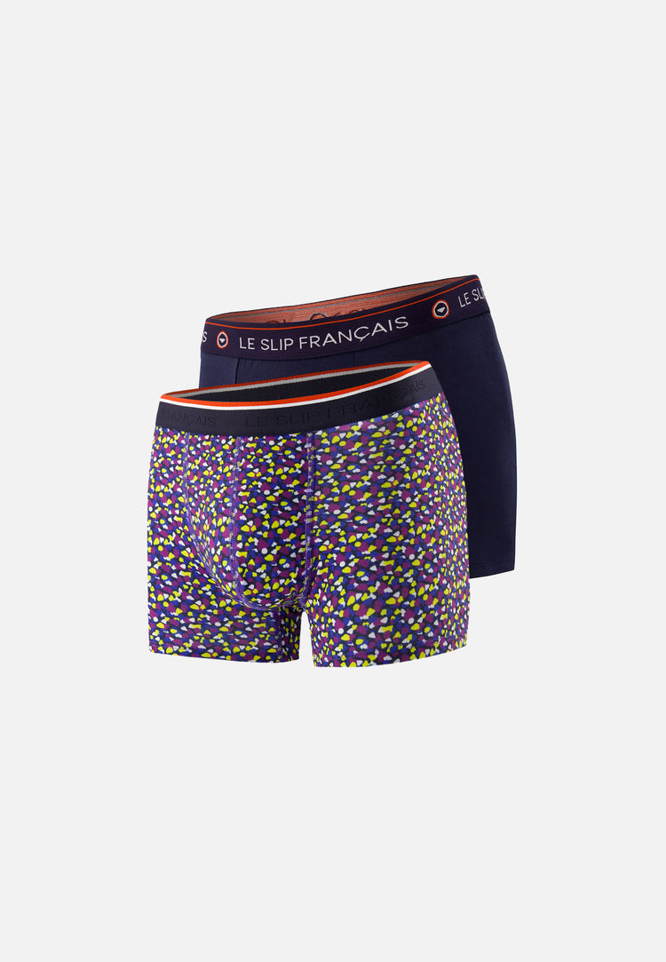 Lot de 2 boxers Cami Tournesol Marine en coton - Boxers Cami Tournesol Marine - Le Slip Français - 1