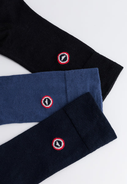 Lot de 3 chaussettes mi-hautes - Chaussettes Noir Bleu Marine Bleu