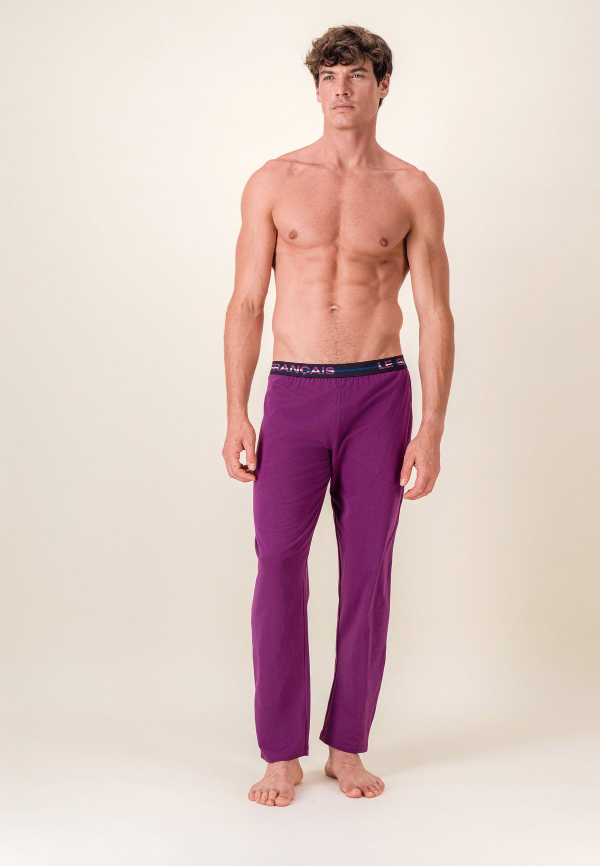 Bas de pyjama long violet en coton - Indomptable Violet Profond