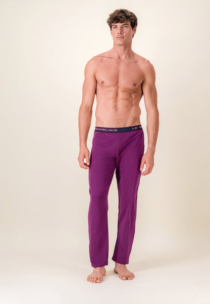 Bas de pyjama long violet en coton - Indomptable Violet Profond
