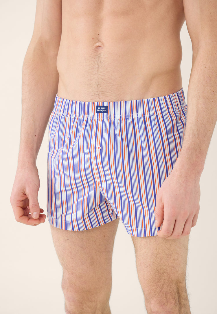 Jacques Rayure Duo Bleu Eblouissant Coquelicot - Le Slip Français - 5