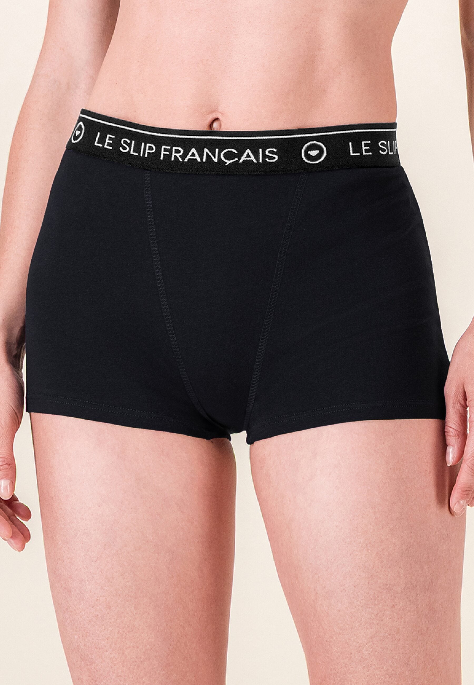 Lot de 2 culottes boxers femme en coton - Culottes Boxers Noir