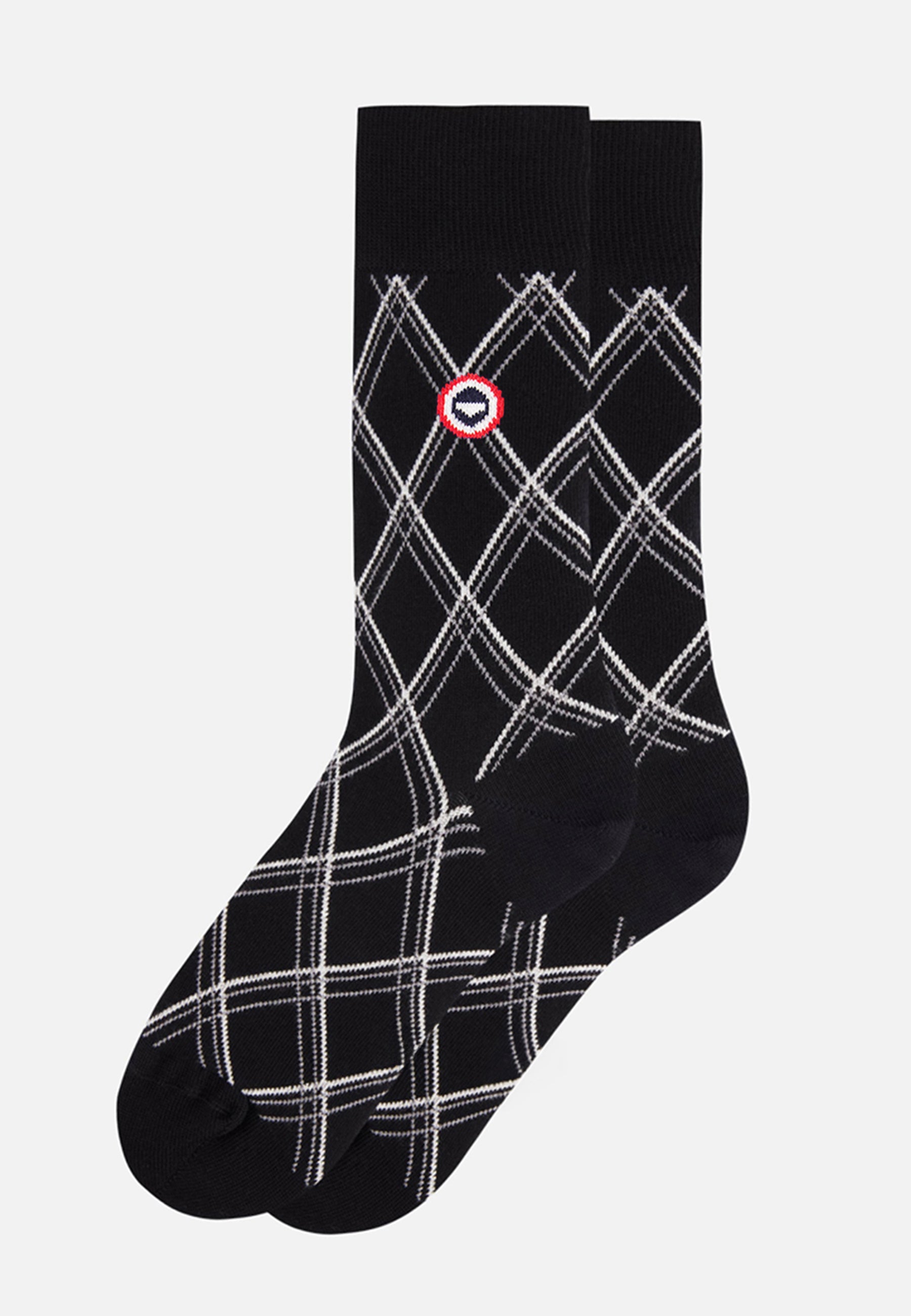 Chaussettes mi-hautes noires à carreaux fantaisie - Lucas Tar Noir