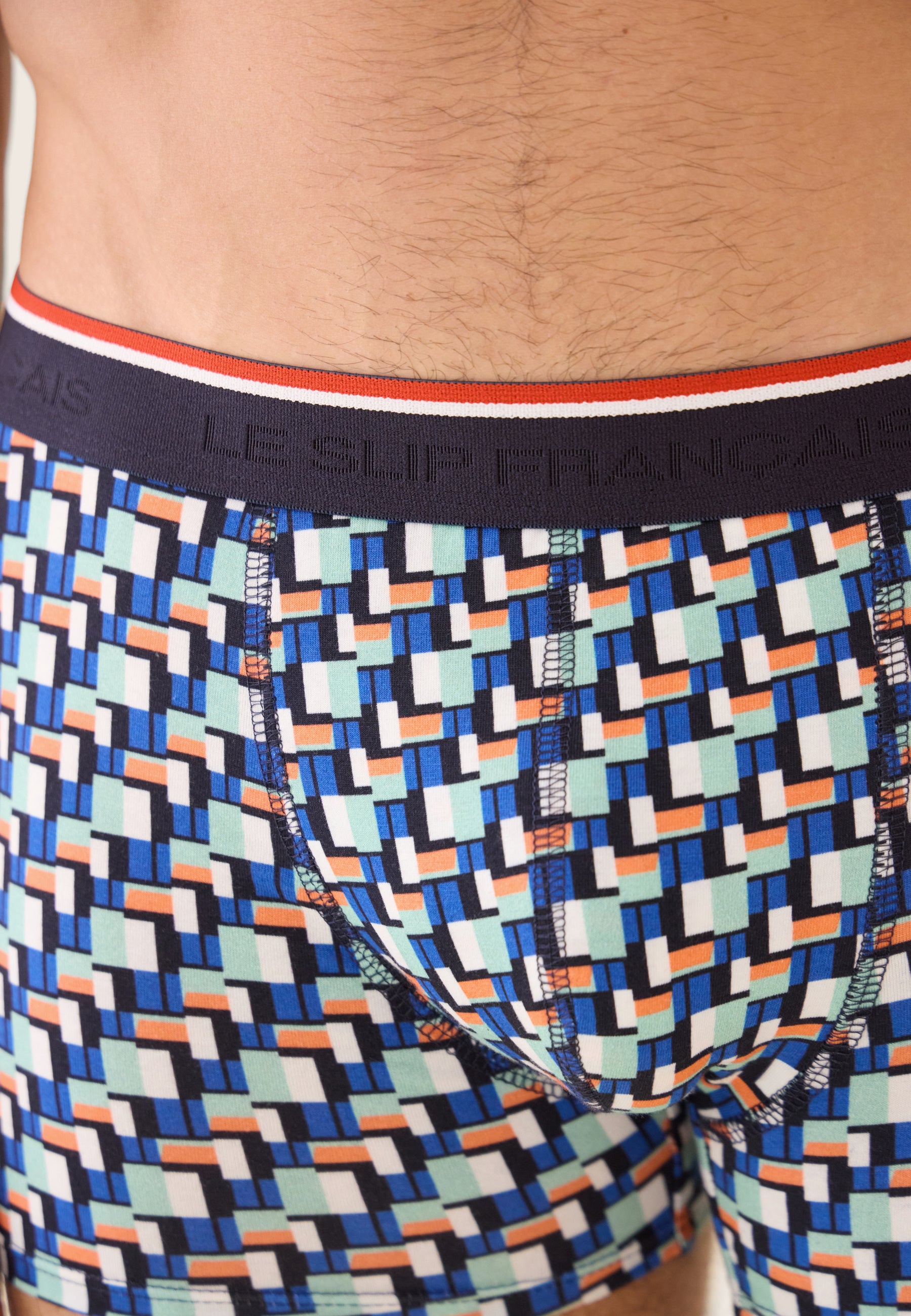 Green cotton boxer shorts with a Corbusier pattern - Marius Corbusier Azure Green