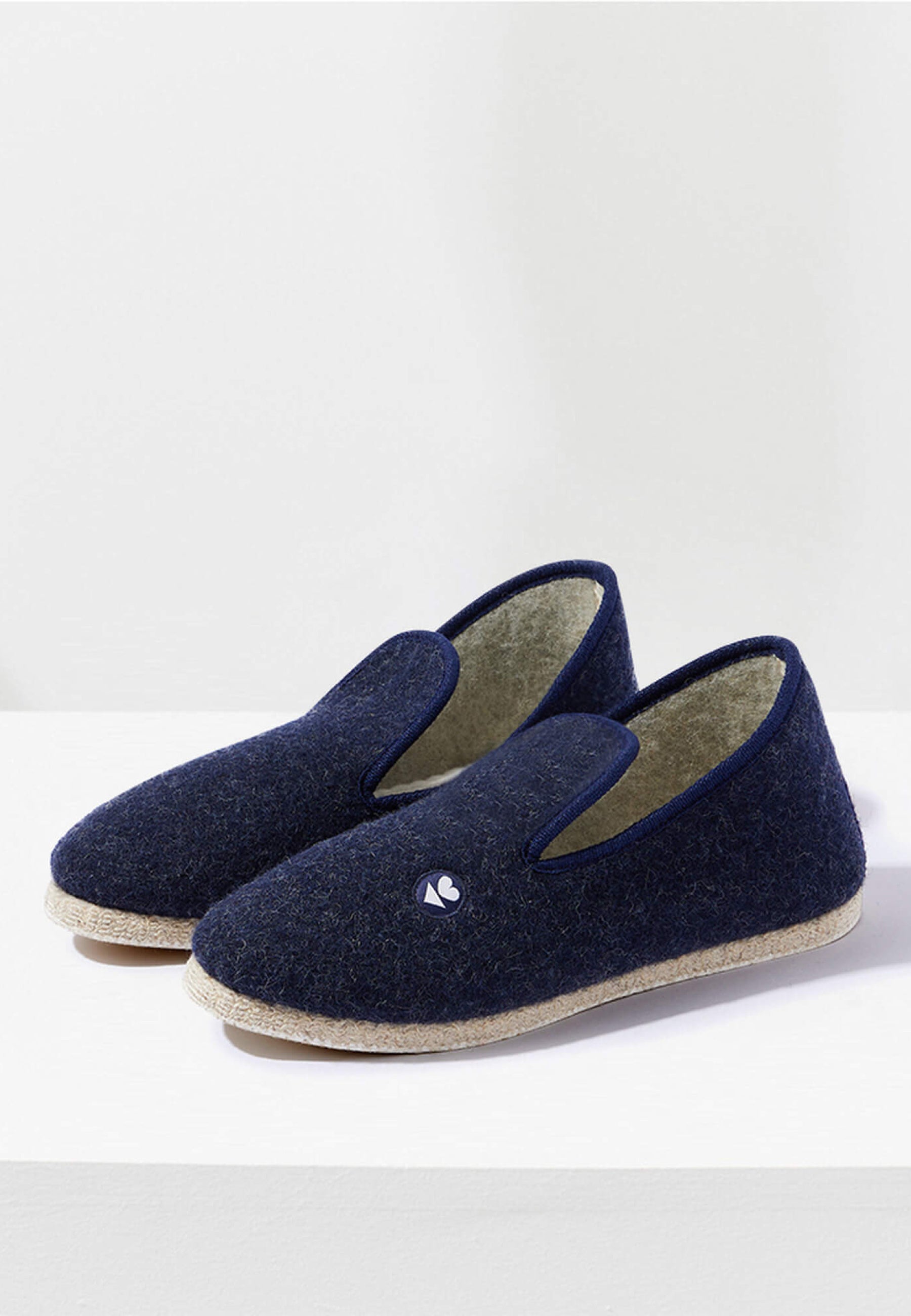 Chaussons d'intérieur en laine - Charentaises Marine