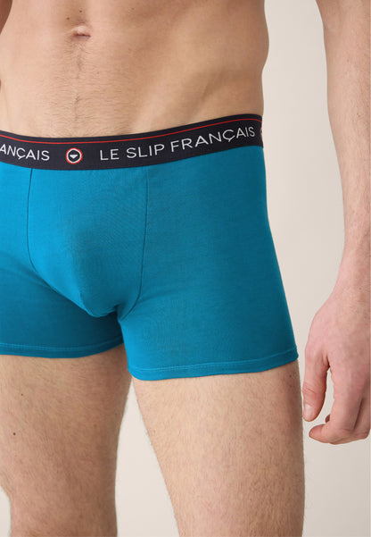 Lot de 4 boxers en coton - Boxers Marine Topaz Hibiscus Mint Green Blanc