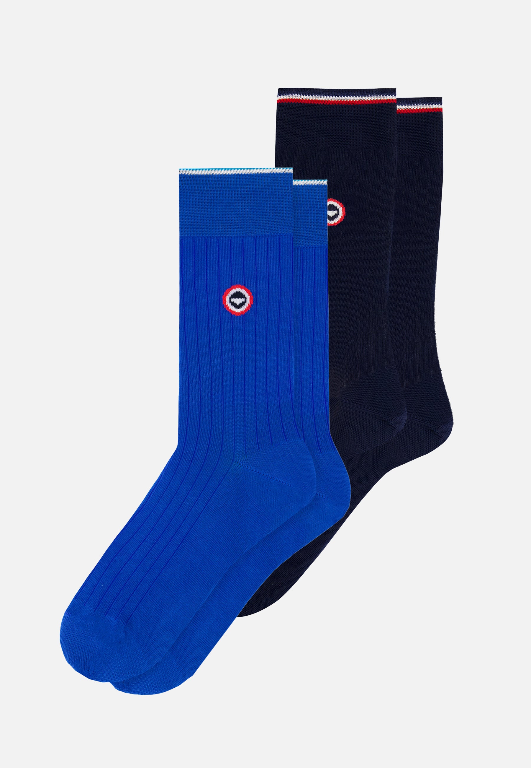 Set of 2 mid-calf socks in Scottish yarn - Navy Blue Nautical Socks