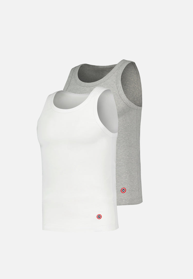 Fulminant Grey Heather White Tank Top Duo Pack - Le Slip Français - 1