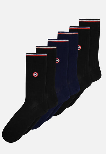 Lot de 3 chaussettes noir et bleu marine mi-hautes - Chaussettes Bleu Noir