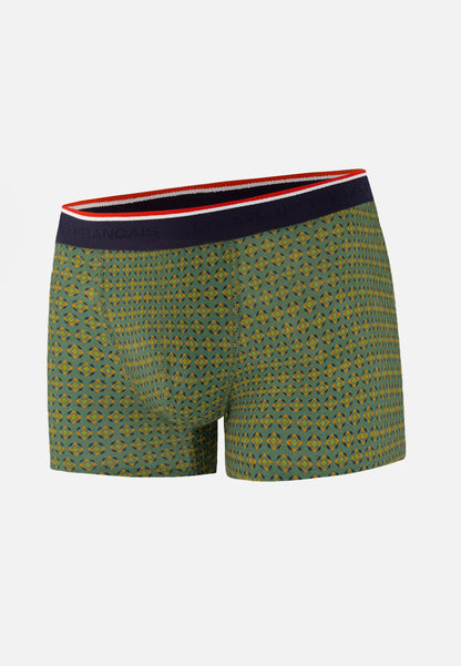 Green cotton boxer shorts with ornamental pattern - Marius Veronese Ornament