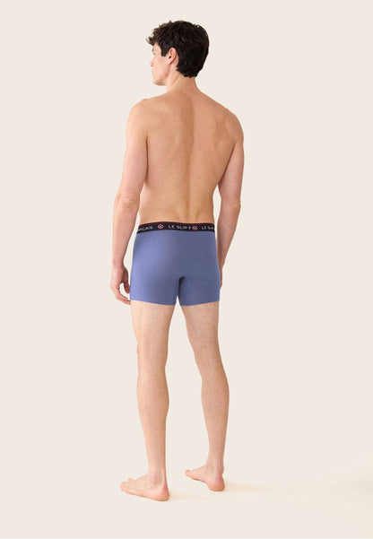 Lot de 5 boxers longs en coton - Boxers Longs Marine Indigo Bleu Jean Gris Chiné Marinière