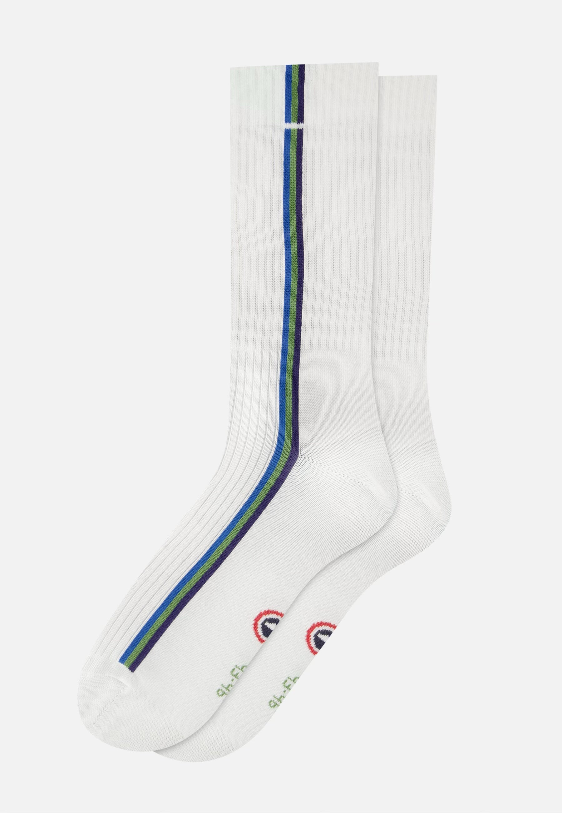 Chaussettes de sport mi-hautes rayées turquoise, vert menthe et indigo - Wilfried Rayures Bleu Turquoise Mint Green Indigo