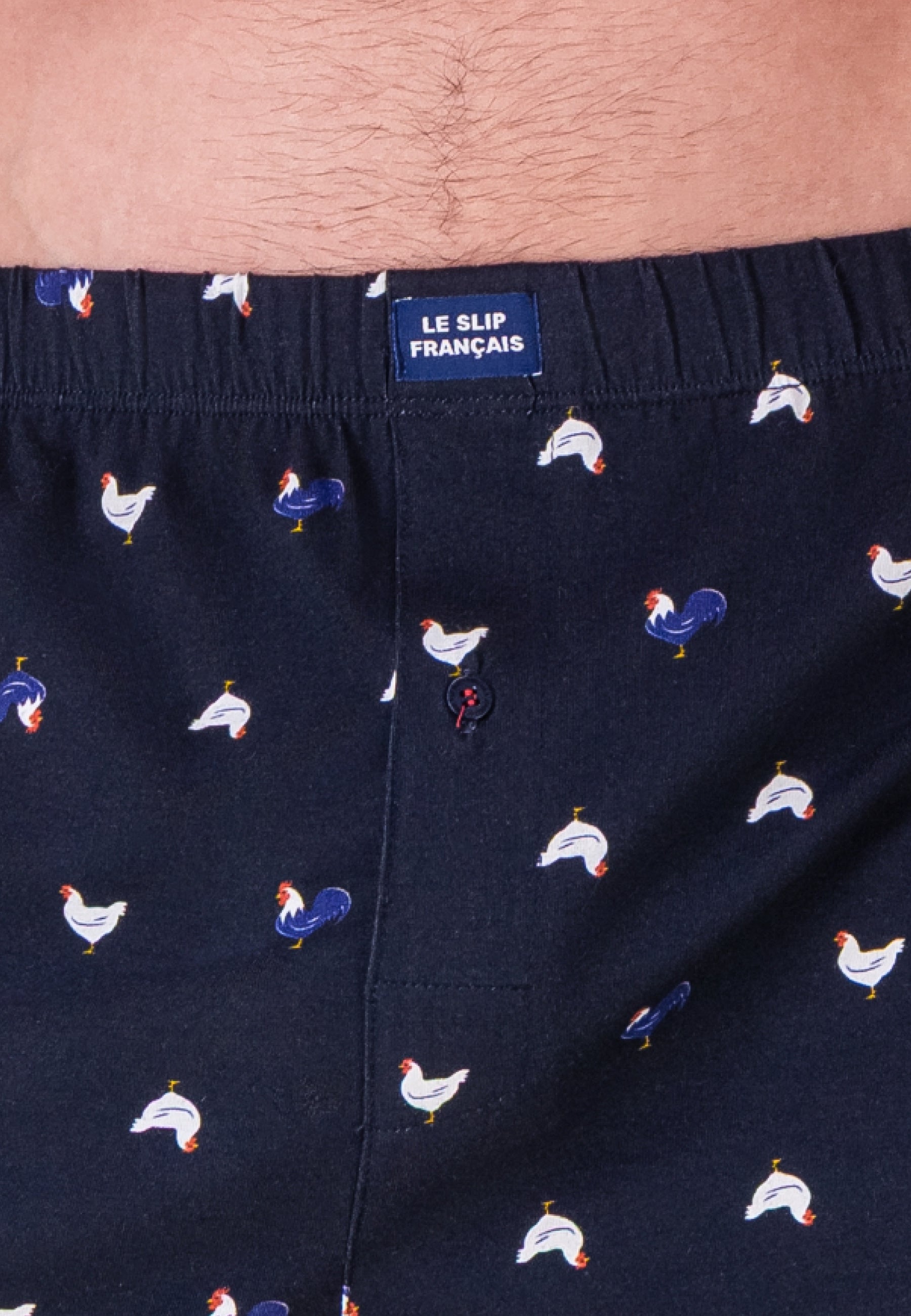 Caleçon à motif coq marine en jersey de coton - Fredo Coq Marine