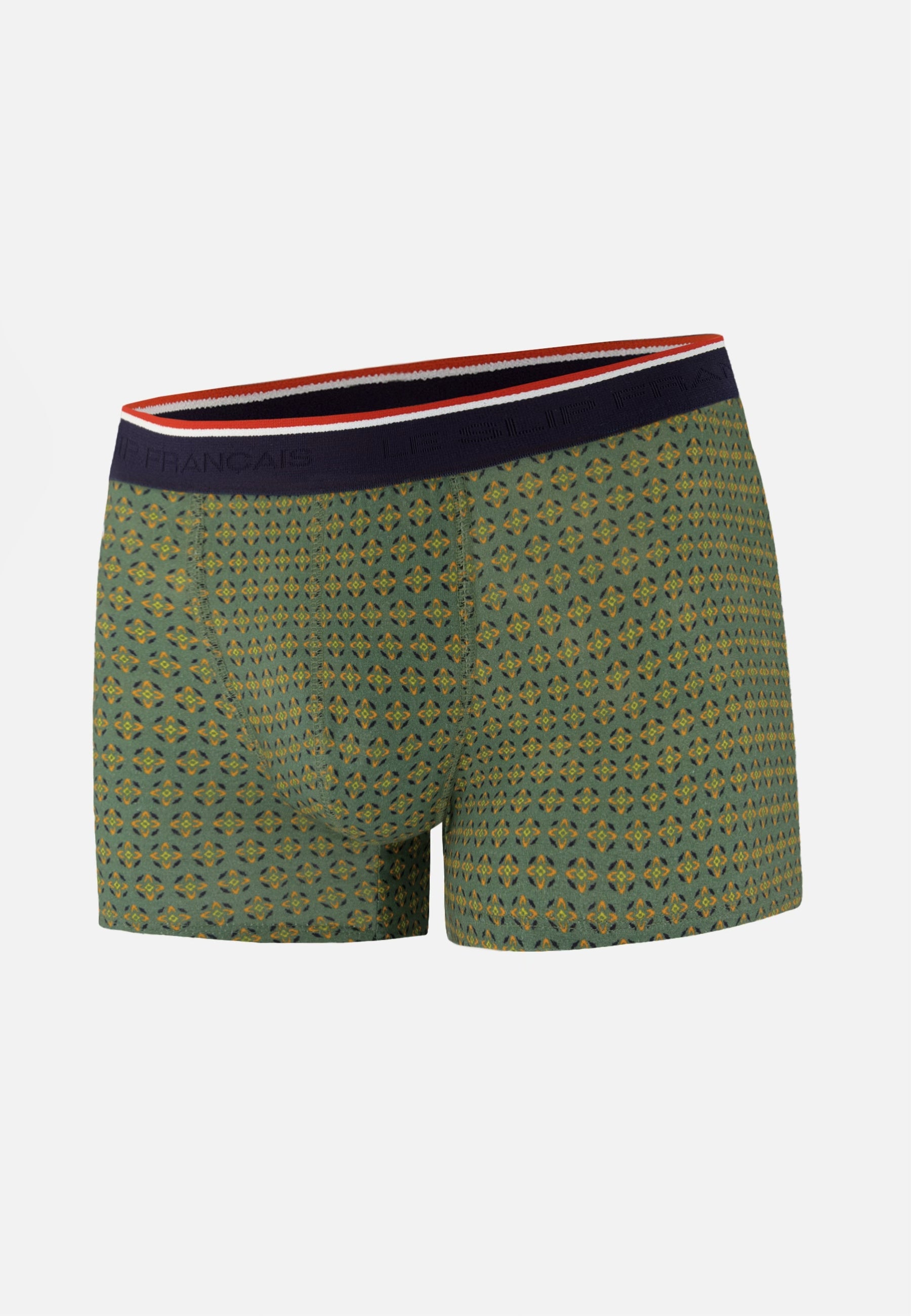 Boxer vert à motif ornement en coton - Marius Ornement Veronese