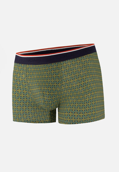 Boxer vert à motif ornement en coton - Marius Ornement Veronese